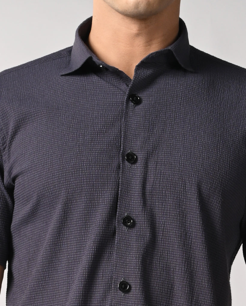 Men’s Gray Self-Emboss Party Shirt – Stylish Party Wear
