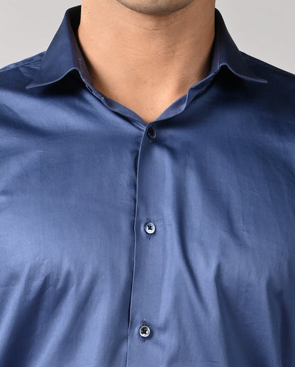 Mens Blue Apple Cut Formal Shirt – Stylish Office Wear