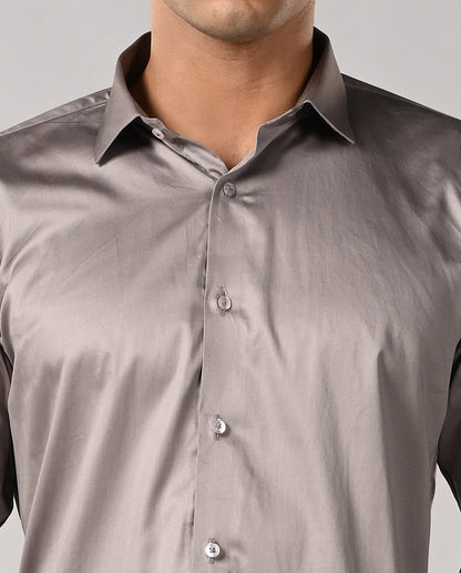 Mens Silver Grey 100% Cotton Formal Shirt – Mens silver grey 100% cotton formal shirt, premium office wear