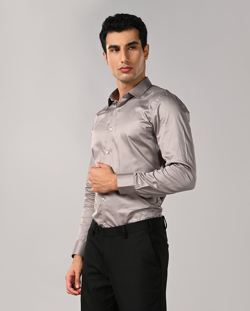 Mens Silver Grey 100% Cotton Formal Shirt – Mens silver grey 100% cotton formal shirt, premium office wear