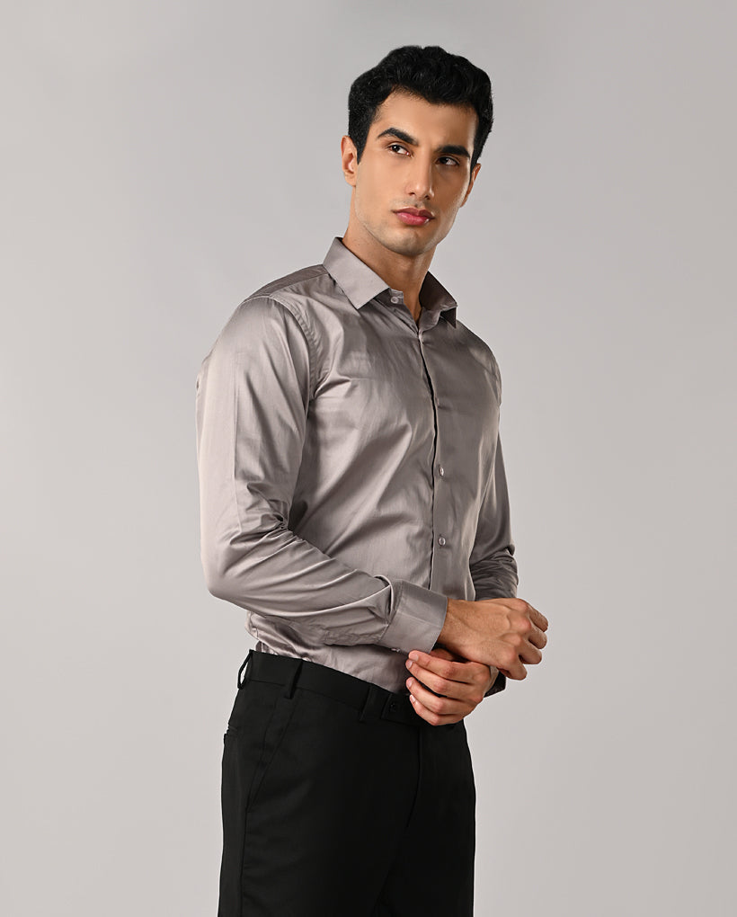 Mens Silver Grey 100% Cotton Formal Shirt – Mens silver grey 100% cotton formal shirt, premium office wear