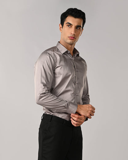 Mens Silver Grey 100% Cotton Formal Shirt – Mens silver grey 100% cotton formal shirt, premium office wear