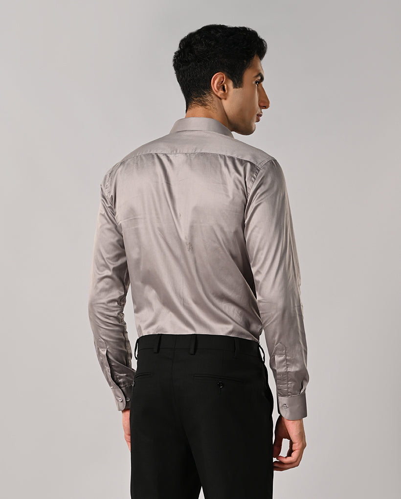 Mens Silver Grey 100% Cotton Formal Shirt – Mens silver grey 100% cotton formal shirt, premium office wear