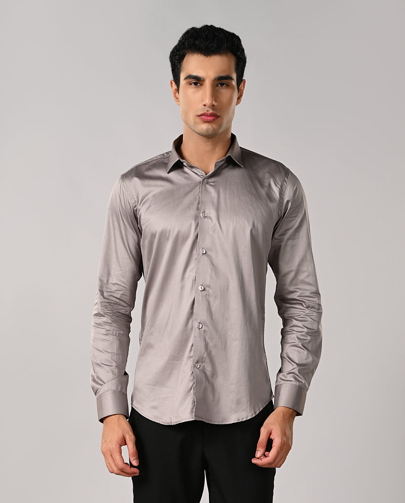 Mens Silver Grey 100% Cotton Formal Shirt – Mens silver grey 100% cotton formal shirt, premium office wear