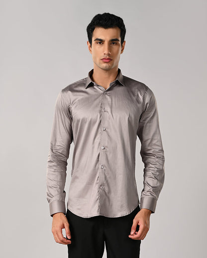 Mens Silver Grey 100% Cotton Formal Shirt – Mens silver grey 100% cotton formal shirt, premium office wear