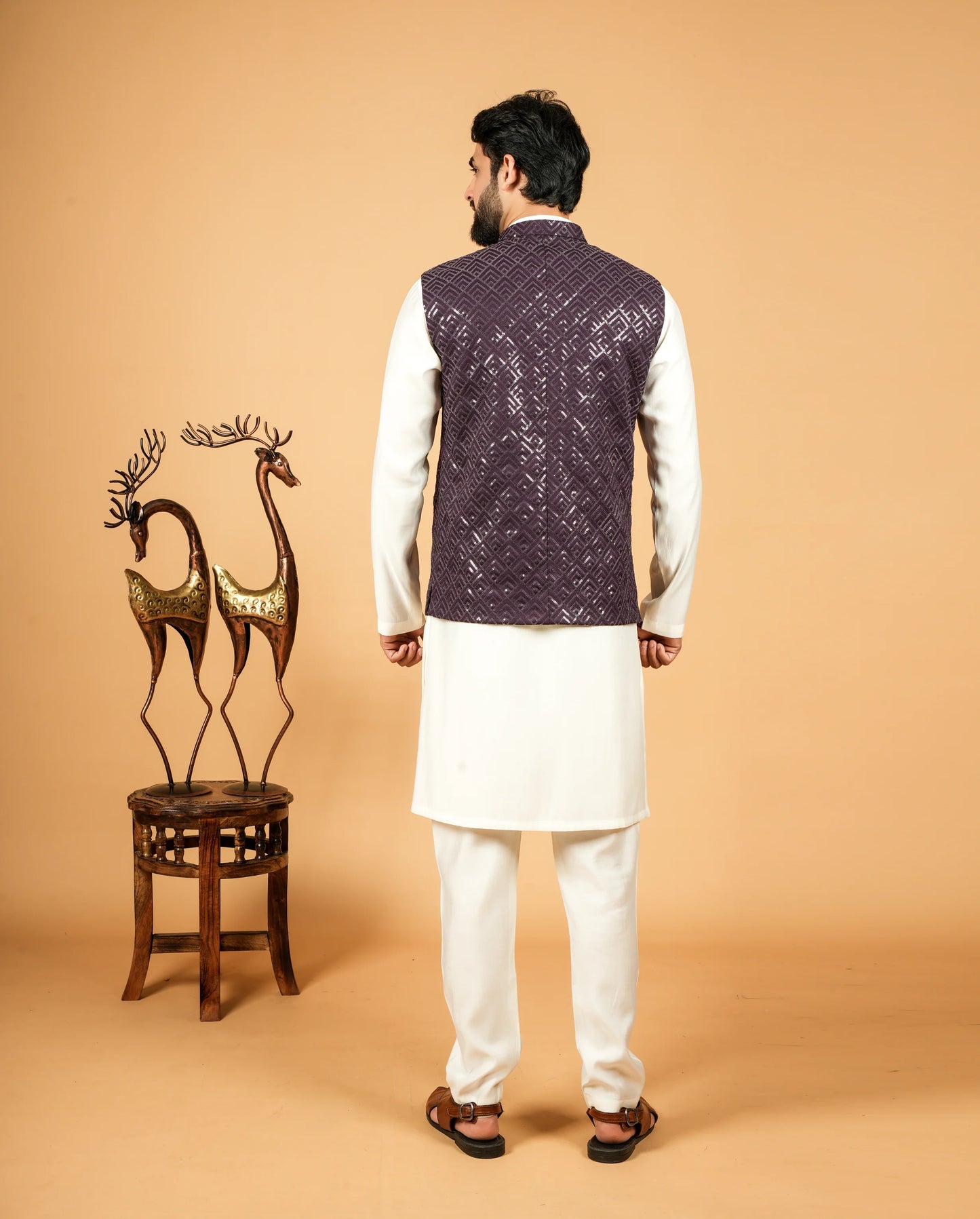Men’s Georgette Ethnic Jacket  Sequin Embroidery