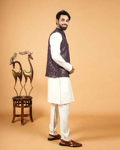 Men’s Georgette Ethnic Jacket  Sequin Embroidery