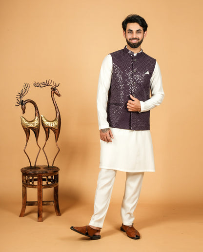 Men’s Georgette Ethnic Jacket  Sequin Embroidery