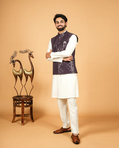 Men’s Georgette Ethnic Jacket  Sequin Embroidery