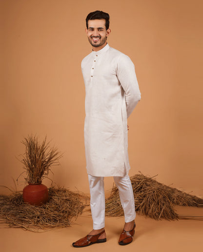 Premium Cream Linen Kurta for Men
