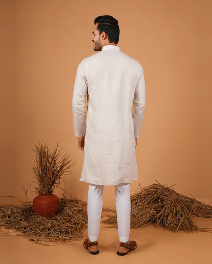 Premium Cream Linen Kurta for Men
