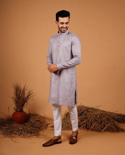 Premium Violet Linen Kurta for Men