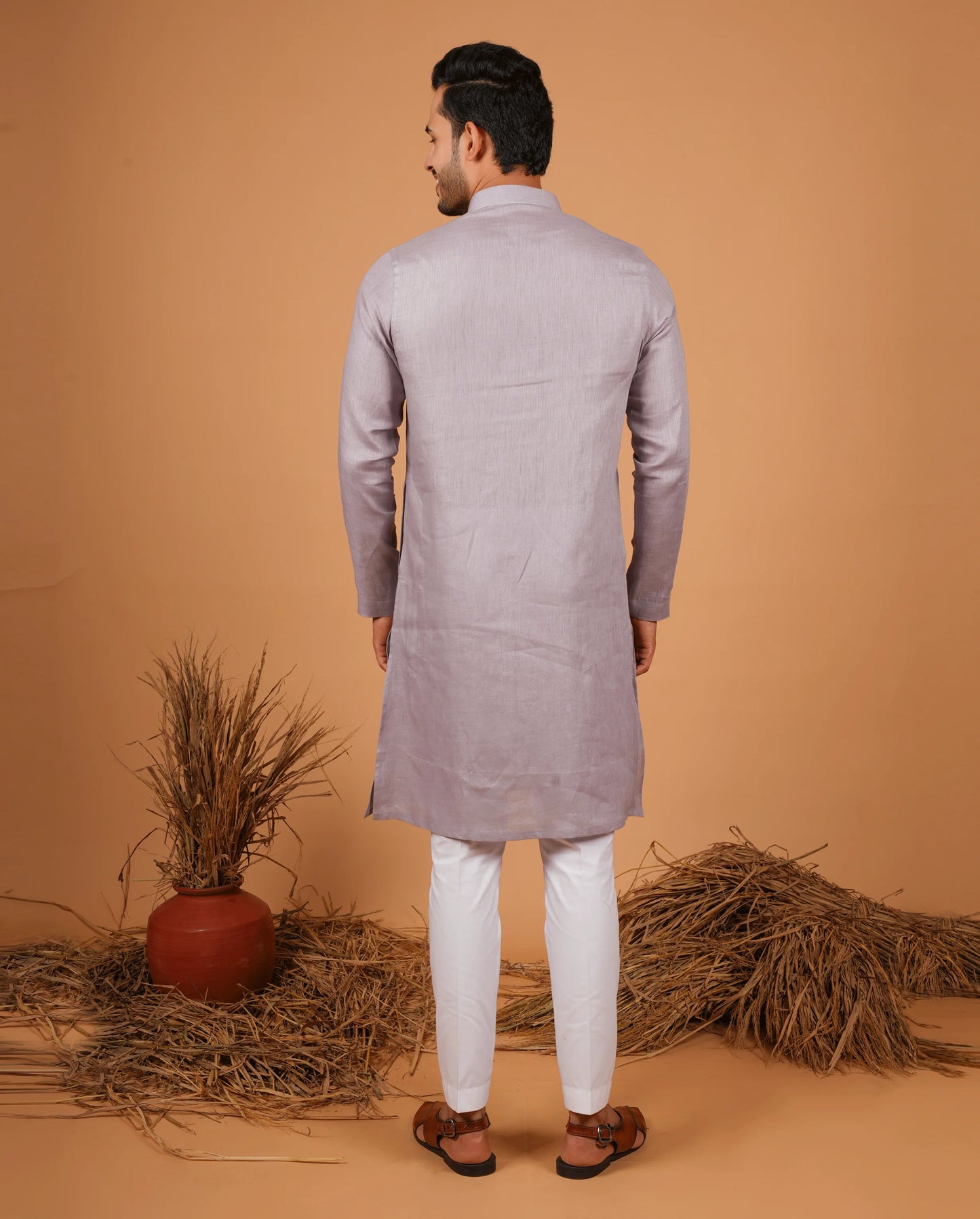 Premium Violet Linen Kurta for Men