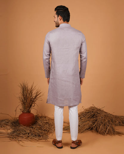 Premium Violet Linen Kurta for Men
