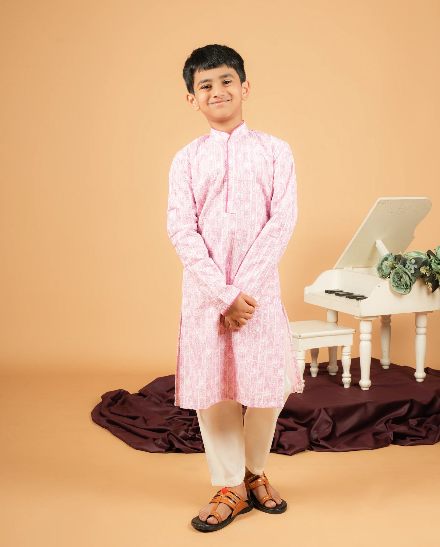 Soft & Lightweight Pink Silk Kurta for Boys