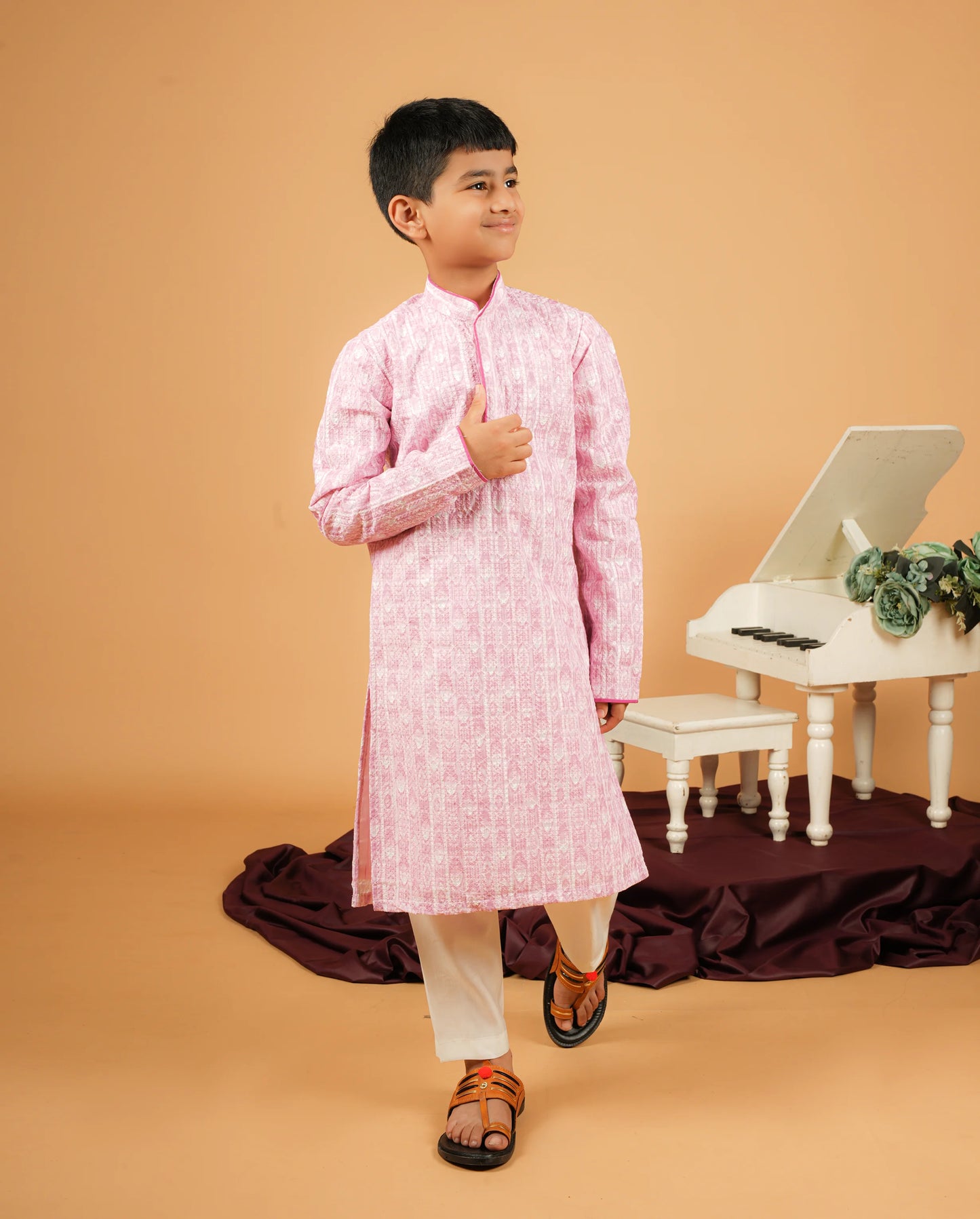 Soft & Lightweight Pink Silk Kurta for Boys