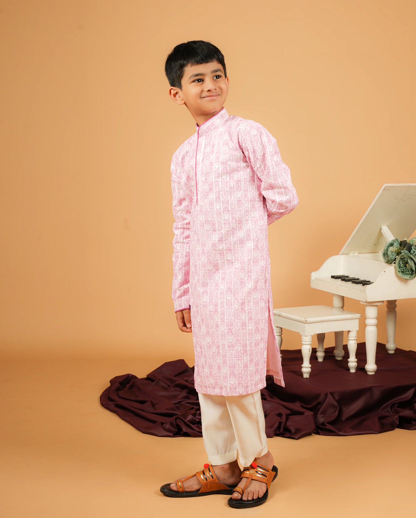 Soft & Lightweight Pink Silk Kurta for Boys