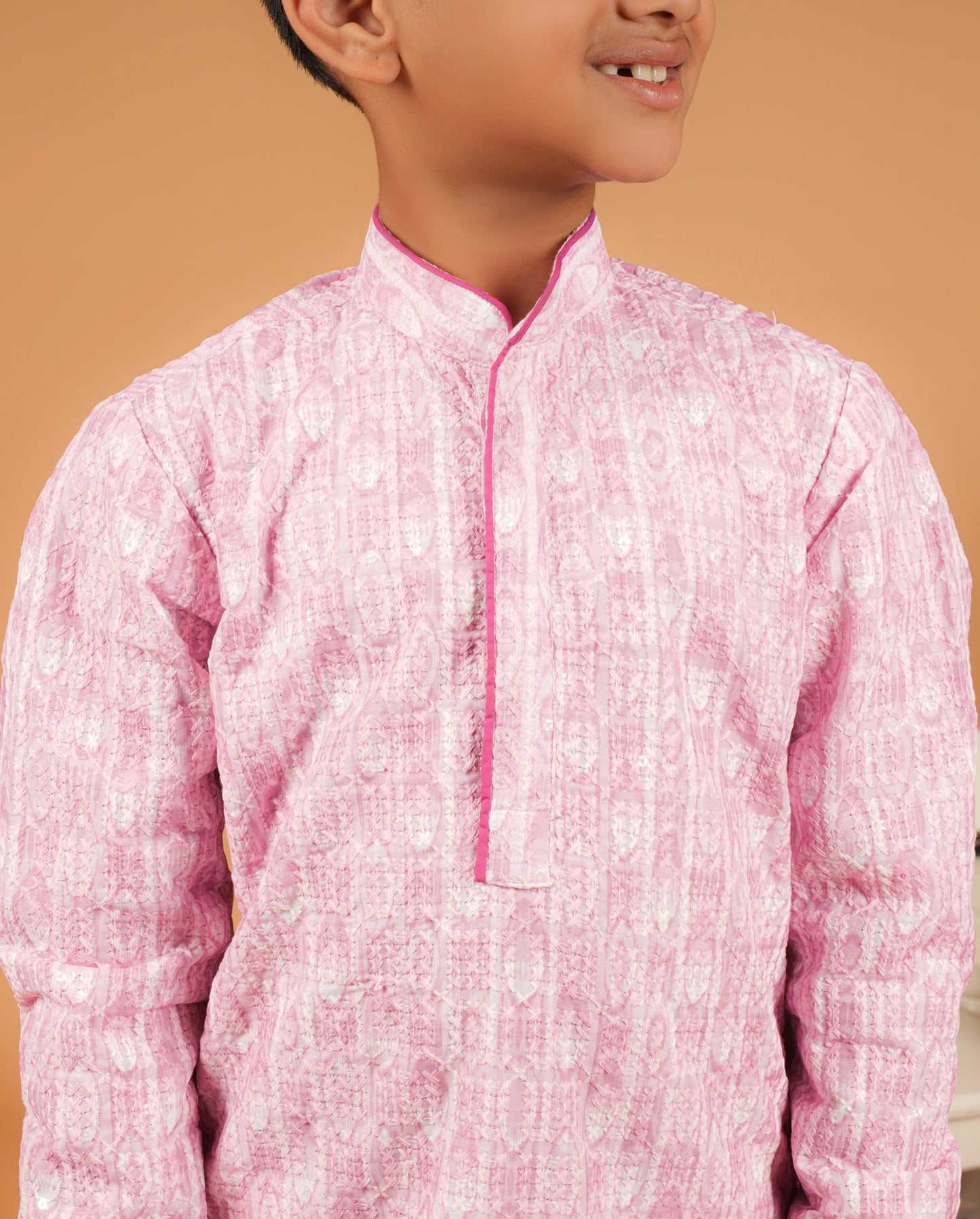 Soft & Lightweight Pink Silk Kurta for Boys