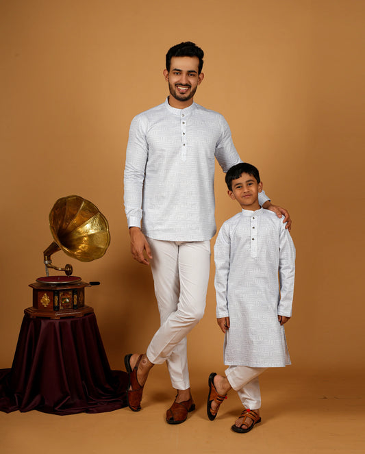 Stylish Ethnic Short Kurta Set for Father & Son