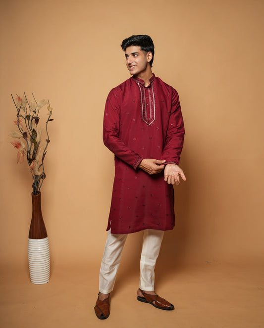 Luxury Silk Blend Kurta For  Men – Timeless Ethnic Fashion