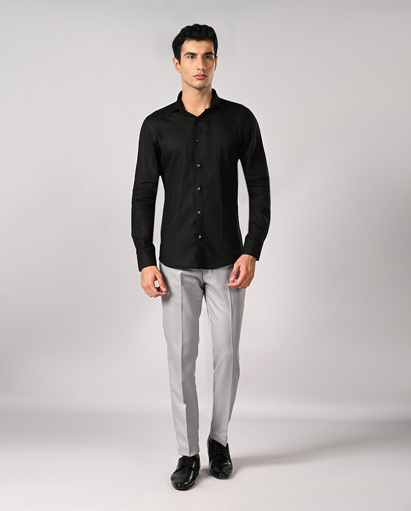 Mens Black Linen Formal Shirt – Pure Linen & Comfortable