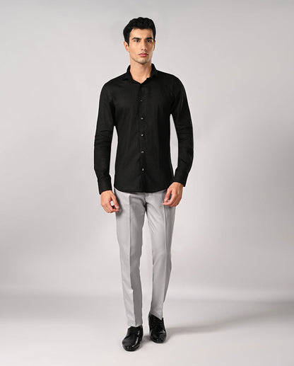 Mens Black Linen Formal Shirt – Pure Linen & Comfortable