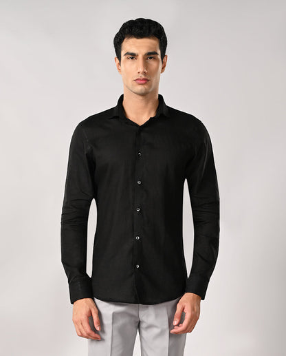 Mens Black Linen Formal Shirt – Pure Linen & Comfortable