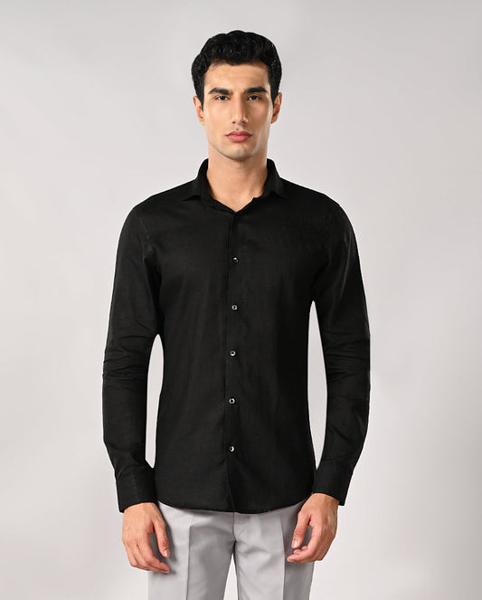 Mens Black Linen Formal Shirt – Pure Linen & Comfortable