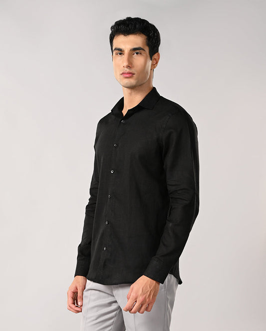 Mens Black Linen Formal Shirt – Pure Linen & Comfortable