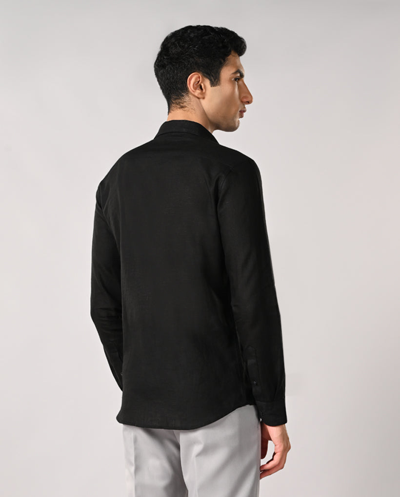 Mens Black Linen Formal Shirt – Pure Linen & Comfortable