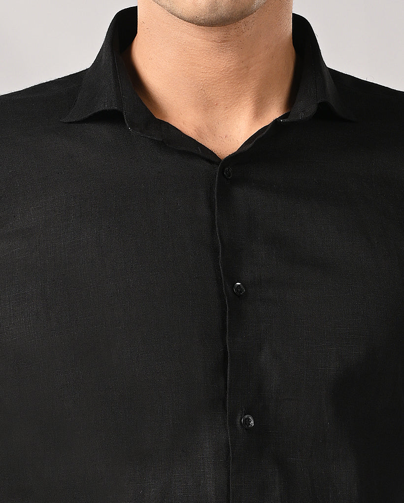 Mens Black Linen Formal Shirt – Pure Linen & Comfortable