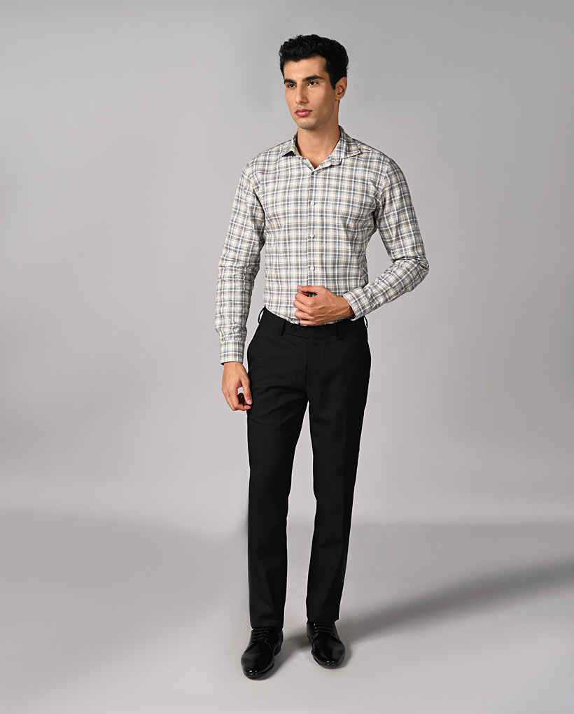 Mens Gray Checked Slim Fit Shirt – Office & Stylish Wear