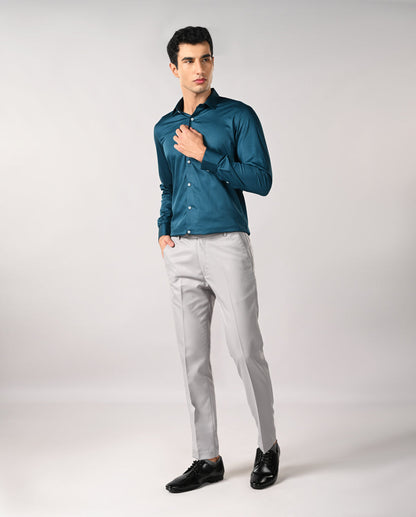 Mens Teal Green Apple Cut Formal Shirt – Office & Business