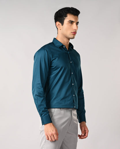 Mens Teal Green Apple Cut Formal Shirt – Office & Business