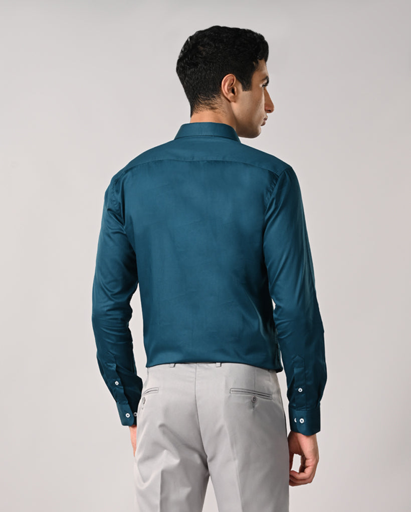 Mens Teal Green Apple Cut Formal Shirt – Office & Business