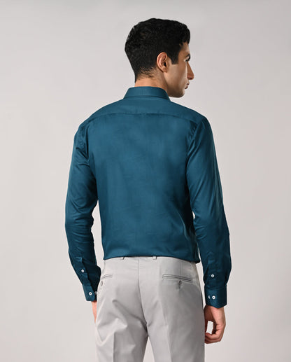 Mens Teal Green Apple Cut Formal Shirt – Office & Business