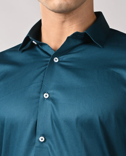 Mens Teal Green Apple Cut Formal Shirt – Office & Business