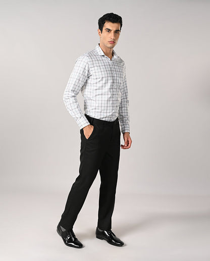 Mens White Checked Slim Fit Formal Shirt – Office & Work