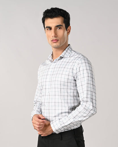 Mens White Checked Slim Fit Formal Shirt – Office & Work