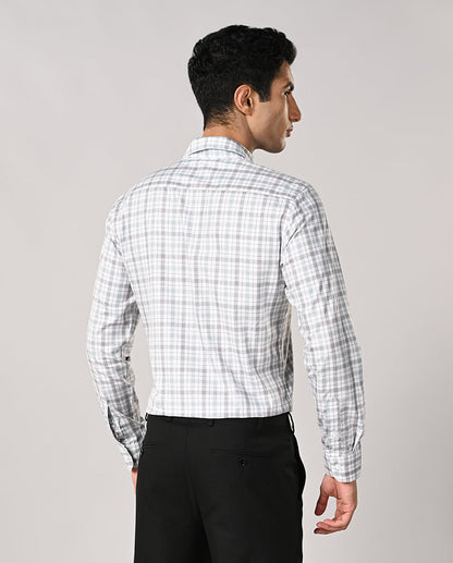 Mens White Checked Slim Fit Formal Shirt – Office & Work