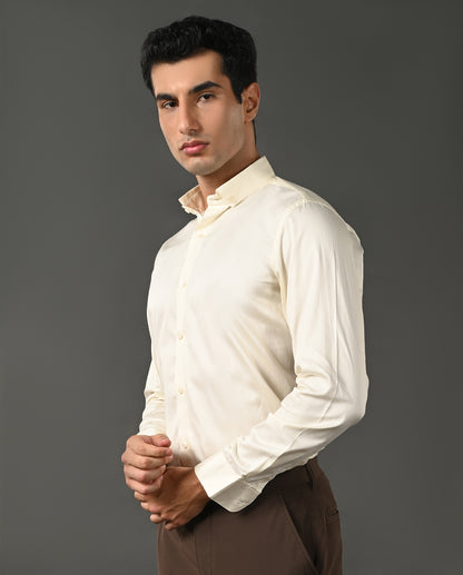 lemon yellow cotton shirt men formal wear