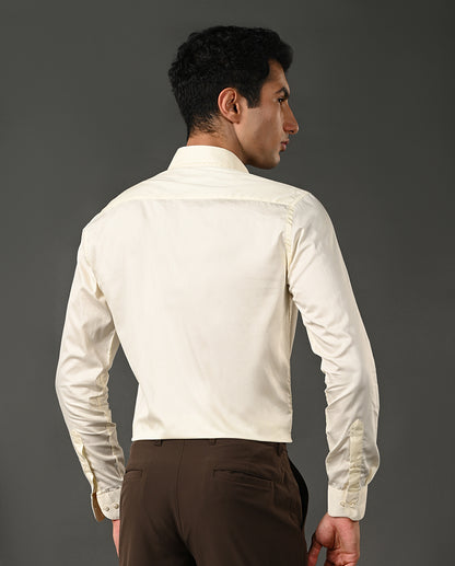 lemon yellow cotton shirt men formal wear