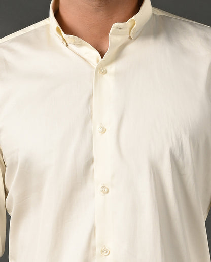 lemon yellow cotton shirt men formal wear