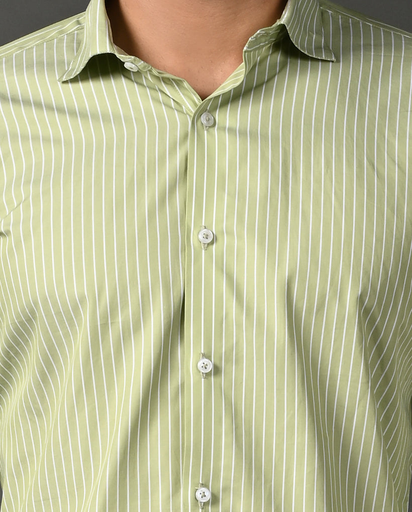 neon green cotton shirt men white stripes