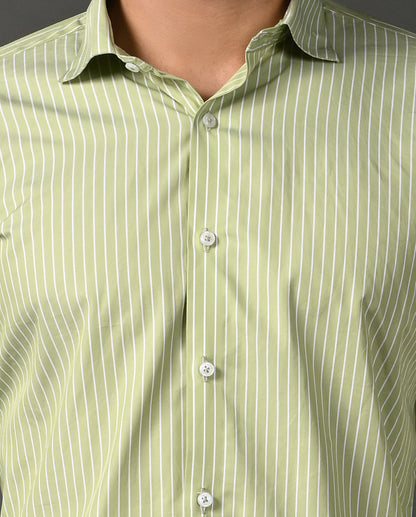 neon green cotton shirt men white stripes
