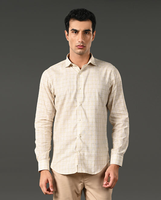 offwhite linen blend formal shirt men checks