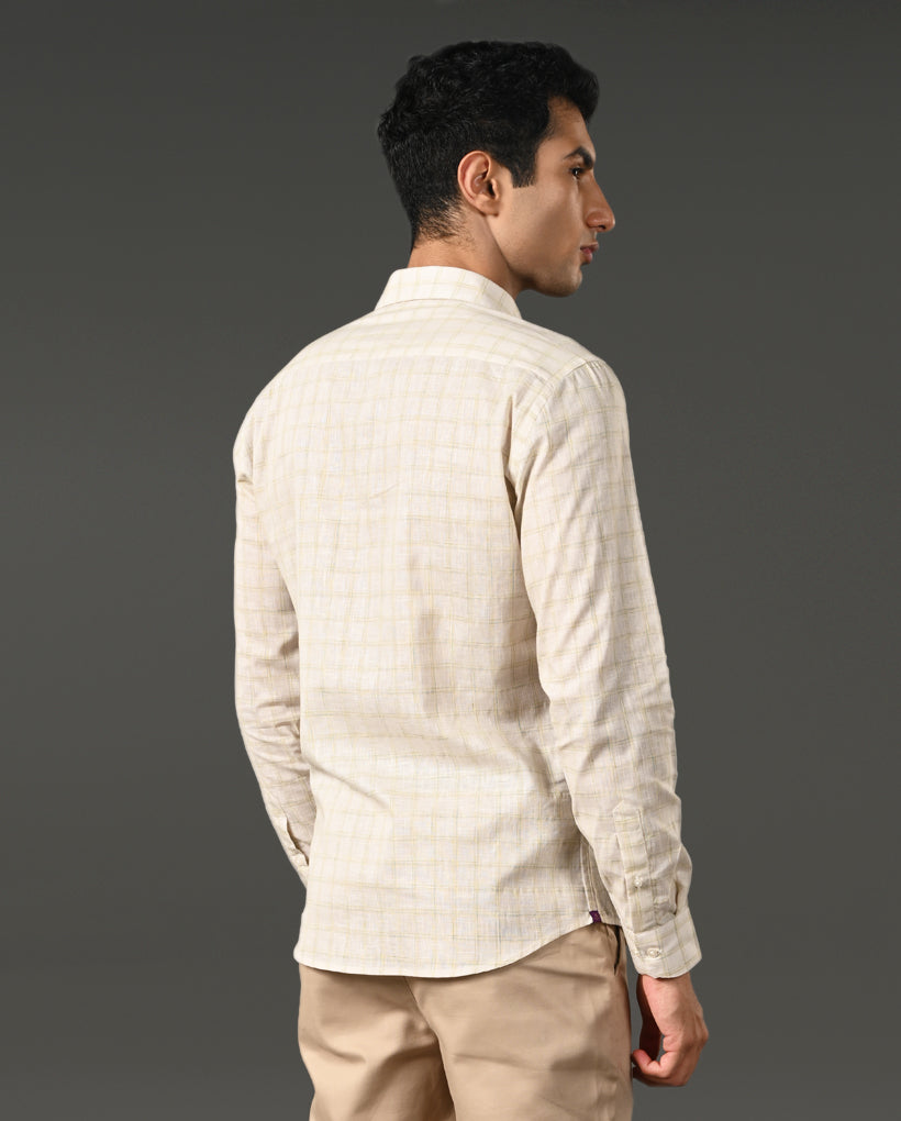 offwhite linen blend formal shirt men checks