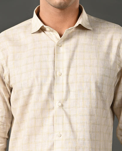 offwhite linen blend formal shirt men checks