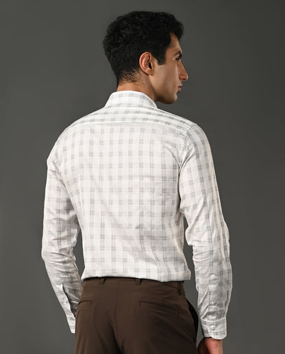 white black checks formal shirt men cotton