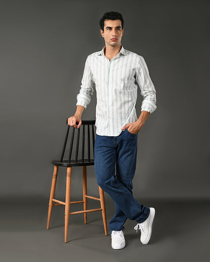white linen formal shirt men vertical lines